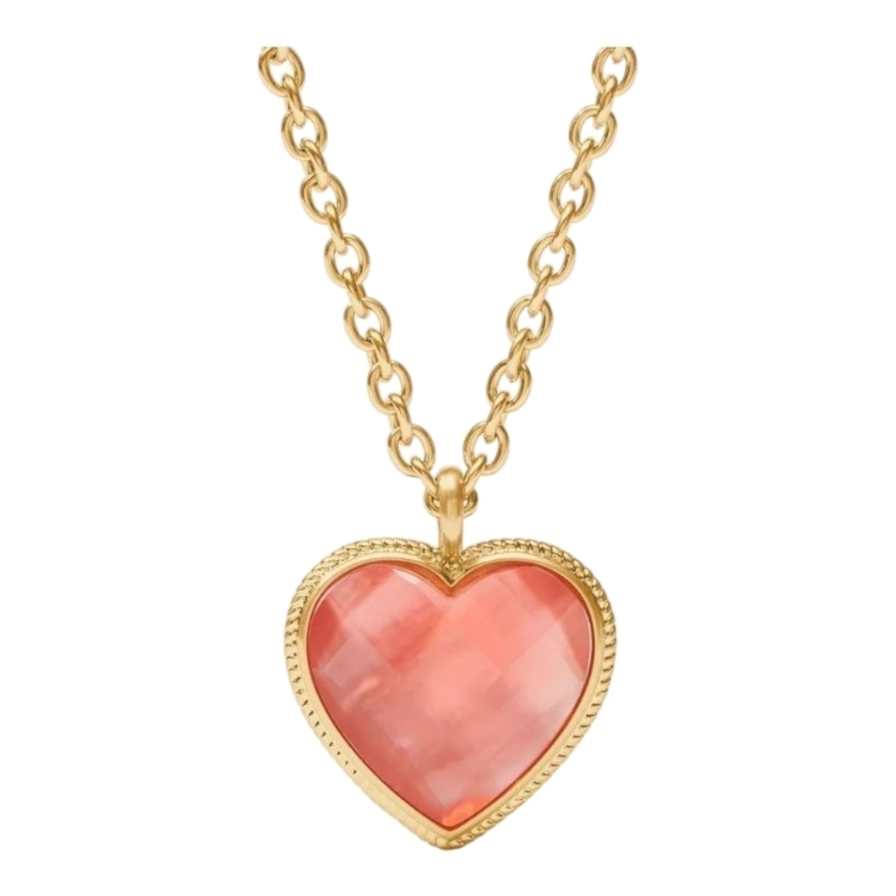 JULIE VOS Reversible PINK Crystal Heart Necklace NWT Wear 18" or 36" Go…